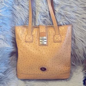 Dooney & Bourke Vintage ostrich, embossed, leather tote